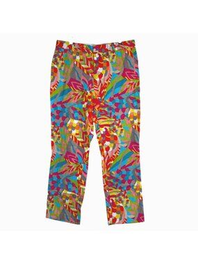 Mr. Turk Abstract Print Cotton Trousers 36 x 30 Maximalist Vibrant Pattern Mod